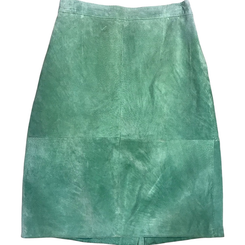 Vintage Atlantic Beach Leather + Coat works leather pencil skirt medium green